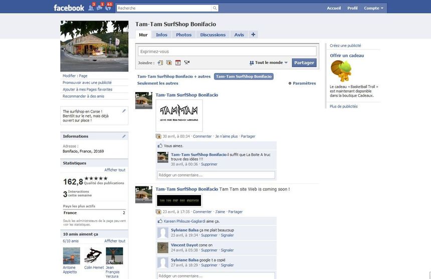 Tam Tam Bonifacio sur Facebook